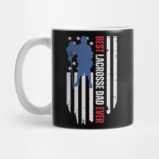 Best Lacrosse dad ever Funny American Flag Lacrosse Player Fathers Day Birthday Gift Mug